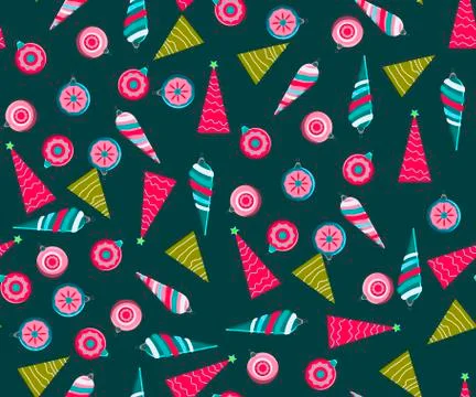 Christmas seamless pattern. Cute vector festive background woth vintage Chris Illustrazione stock