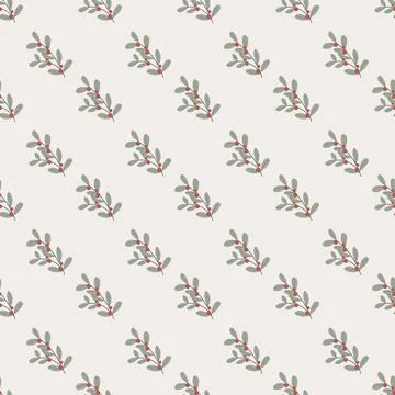 Christmas seamless pattern decorative branch with leaves and red berries. P.. Illustrazione stock