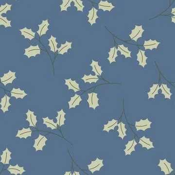 Christmas seamless pattern decorative branch with leaves. Perfect for seaso.. Illustrazione stock