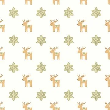 Christmas seamless pattern with deer and star shapes Stock Illustration