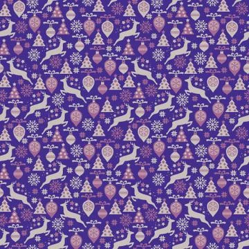 Christmas seamless pattern with deer on a blue background Stock Illustration