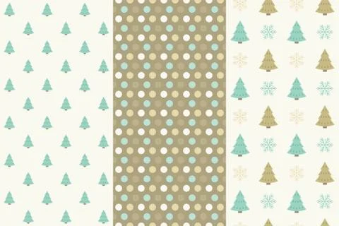 Christmas seamless pattern, dot and Christmas tree Stock Illustration