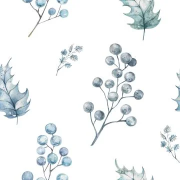 Christmas seamless pattern in engraving style. Vintage. Botanical background Stock Illustration