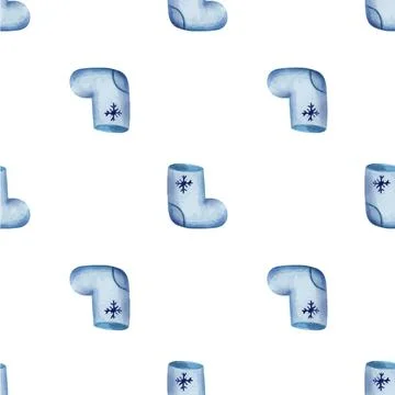 Christmas seamless pattern with felt boots Stock Illustration