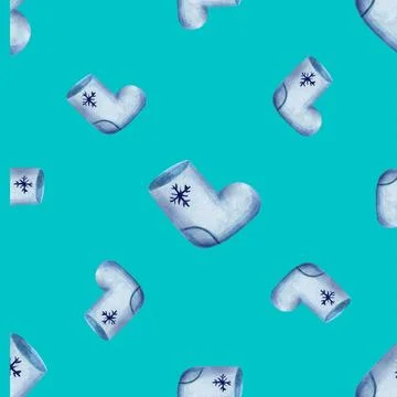 Christmas seamless pattern with felt boots Stock Illustration