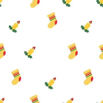 Christmas seamless pattern with festive candles and stockings. Stockillustratie