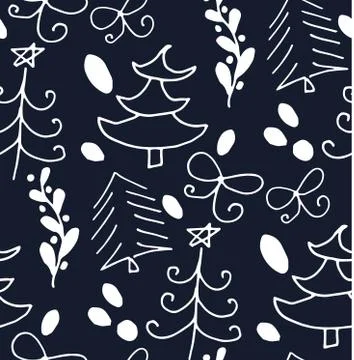 Christmas seamless pattern with fir tree Stock Illustration