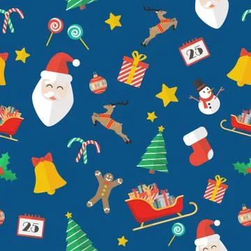 Christmas seamless pattern in flat style Stock Illustration