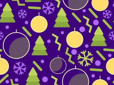 Christmas seamless pattern with geometric shapes in the style of the 80s Illustrazione stock