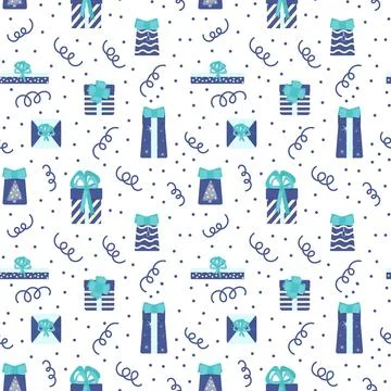 Christmas seamless pattern with gift boxes. Winter festive poster. repeated n Stock Illustration