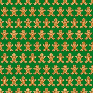 Christmas seamless pattern with gingerbread. Holiday winter background with c 스톡 일러스트