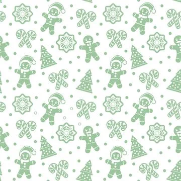 Christmas seamless pattern with gingerbread man cookies Illustrazione stock