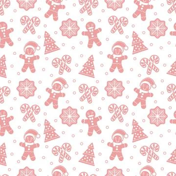 Christmas seamless pattern with gingerbread man cookies イラスト素材