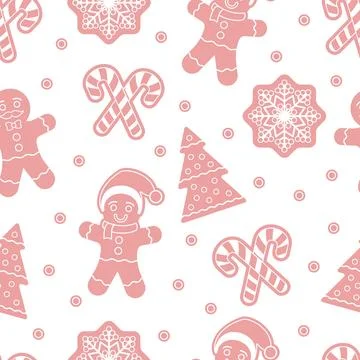 Christmas seamless pattern with gingerbread man cookies Illustrazione stock
