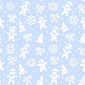Christmas seamless pattern with gingerbread man cookies Illustrazione stock