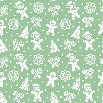 Christmas seamless pattern with gingerbread man cookies イラスト素材