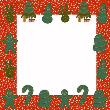 Christmas seamless pattern, gingerbread man, christmas tree, snowman, candy cane Stock Illustration
