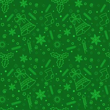 Christmas seamless pattern in green Stock Illustration
