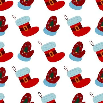 Christmas seamless pattern in hand draw style Stock Illustration