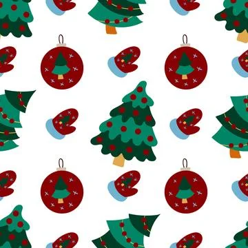 Christmas seamless pattern in hand draw style Stock Illustration