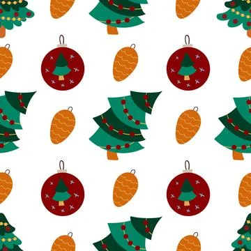 Christmas seamless pattern in hand draw style イラスト素材