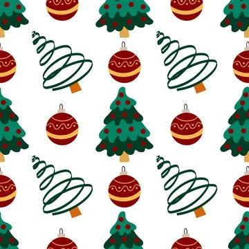 Christmas seamless pattern in hand draw style Stock Illustration