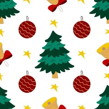 Christmas seamless pattern in hand draw style Stock Illustration