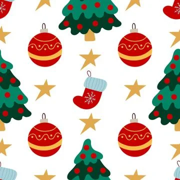 Christmas seamless pattern in hand draw style Stock Illustration