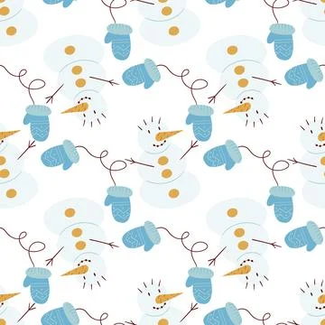 Christmas seamless pattern in hand draw style Stock Illustration