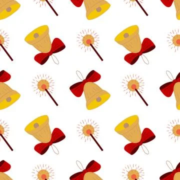Christmas seamless pattern in hand draw style Stock Illustration