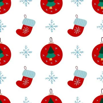 Christmas seamless pattern in hand draw style Stock Illustration