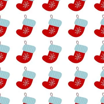 Christmas seamless pattern in hand draw style Stock Illustration
