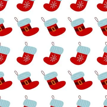Christmas seamless pattern in hand draw style Stock Illustration