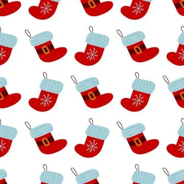 Christmas seamless pattern in hand draw style Stock Illustration