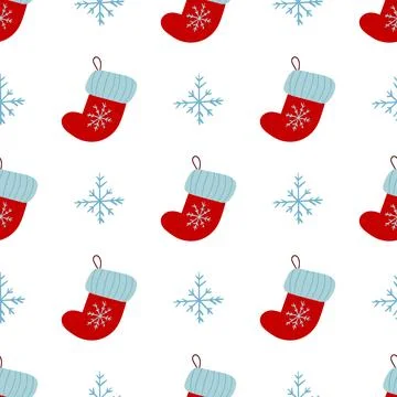 Christmas seamless pattern in hand draw style Stock Illustration