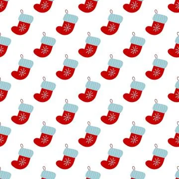 Christmas seamless pattern in hand draw style Stock Illustration