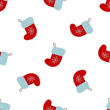 Christmas seamless pattern in hand draw style Stock Illustration