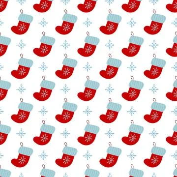 Christmas seamless pattern in hand draw style Stock Illustration
