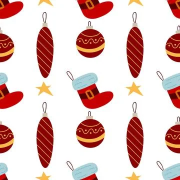 Christmas seamless pattern in hand draw style Stock Illustration