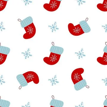 Christmas seamless pattern in hand draw style Stock Illustration