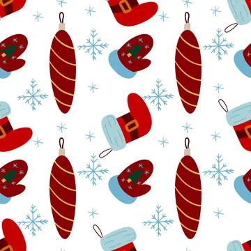 Christmas seamless pattern in hand draw style Stock Illustration