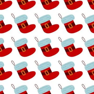 Christmas seamless pattern in hand draw style Stock Illustration