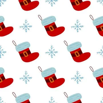Christmas seamless pattern in hand draw style Stock Illustration