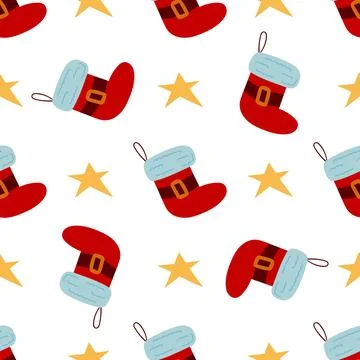 Christmas seamless pattern in hand draw style Stock Illustration