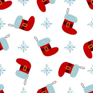 Christmas seamless pattern in hand draw style Stock Illustration