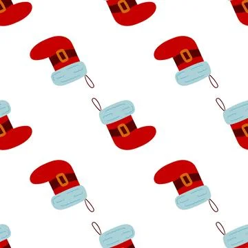 Christmas seamless pattern in hand draw style Stock Illustration