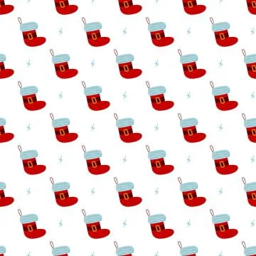 Christmas seamless pattern in hand draw style Stock Illustration