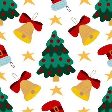 Christmas seamless pattern in hand draw style Stock Illustration