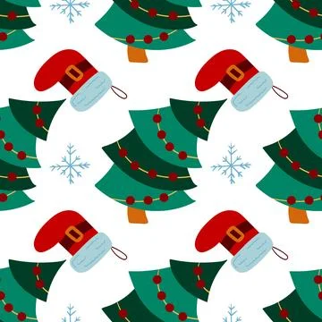 Christmas seamless pattern in hand draw style Stock Illustration
