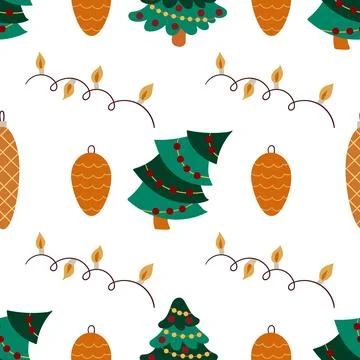 Christmas seamless pattern in hand draw style イラスト素材